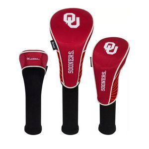 New Team Effort Golf Set of 3 Headcovers Oklahoma Sooners Red